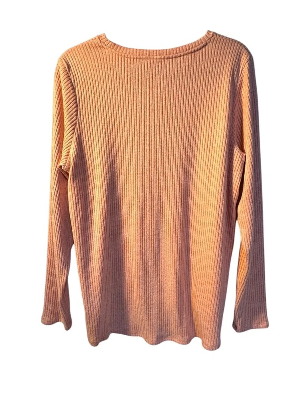 American Eagle Soft & Sexy Lightweight Long-Sleeve Ribbed Top‎ in Peach
